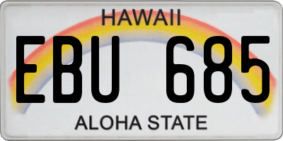 HI license plate EBU685