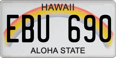 HI license plate EBU690