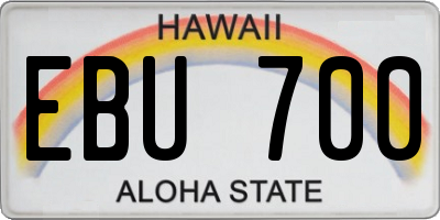 HI license plate EBU700