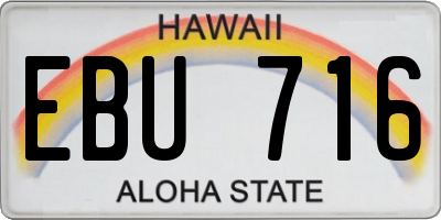 HI license plate EBU716