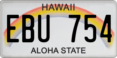 HI license plate EBU754