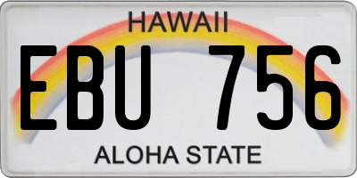 HI license plate EBU756