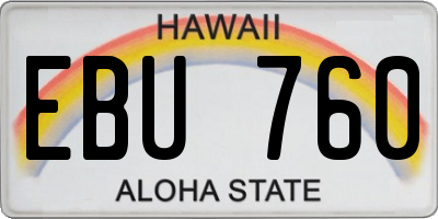 HI license plate EBU760