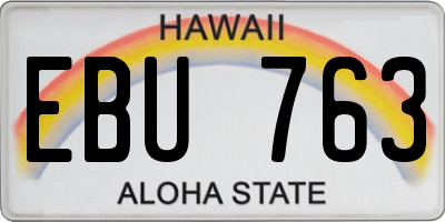 HI license plate EBU763