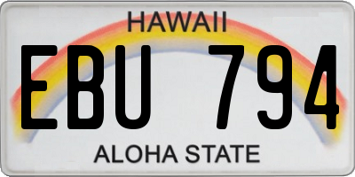 HI license plate EBU794