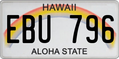 HI license plate EBU796