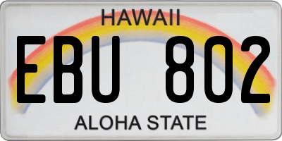 HI license plate EBU802