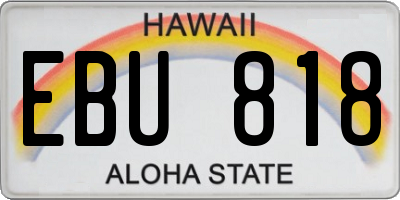 HI license plate EBU818