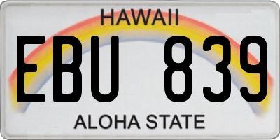 HI license plate EBU839