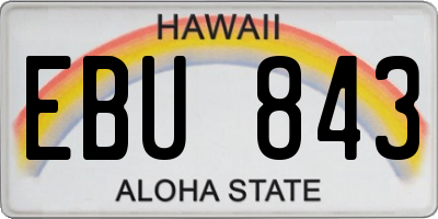 HI license plate EBU843