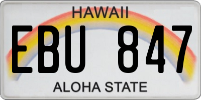 HI license plate EBU847