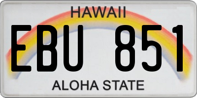 HI license plate EBU851