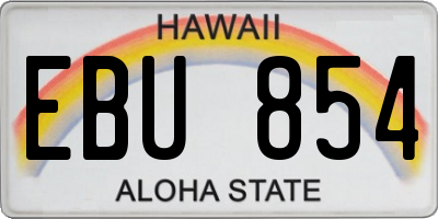 HI license plate EBU854