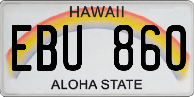 HI license plate EBU860
