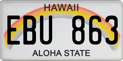 HI license plate EBU863