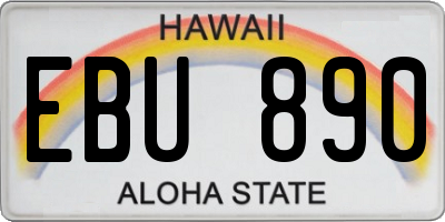 HI license plate EBU890