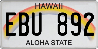 HI license plate EBU892