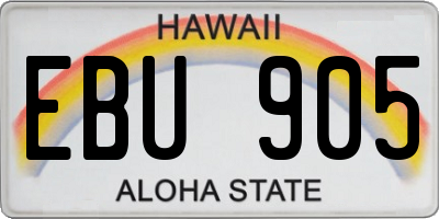 HI license plate EBU905