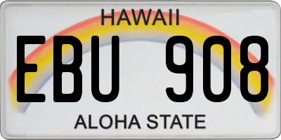 HI license plate EBU908
