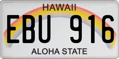 HI license plate EBU916
