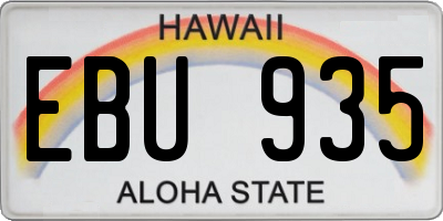 HI license plate EBU935