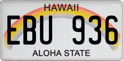 HI license plate EBU936