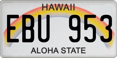 HI license plate EBU953