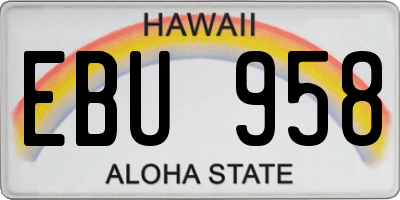 HI license plate EBU958