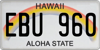 HI license plate EBU960
