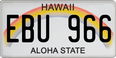 HI license plate EBU966