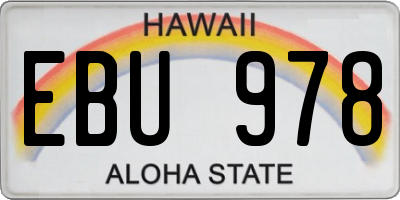 HI license plate EBU978