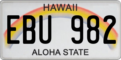 HI license plate EBU982