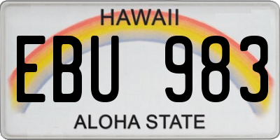 HI license plate EBU983