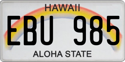 HI license plate EBU985