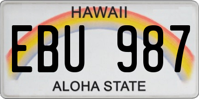 HI license plate EBU987