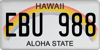 HI license plate EBU988