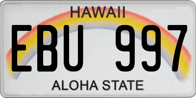 HI license plate EBU997