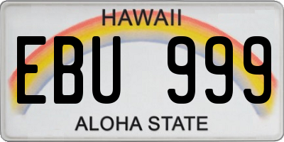 HI license plate EBU999