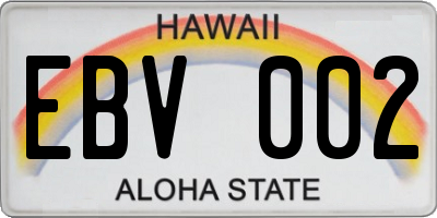 HI license plate EBV002