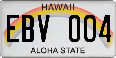 HI license plate EBV004