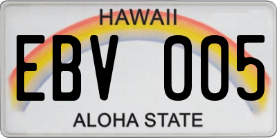 HI license plate EBV005