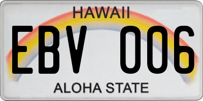 HI license plate EBV006
