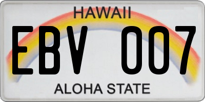 HI license plate EBV007