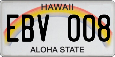 HI license plate EBV008