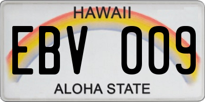 HI license plate EBV009