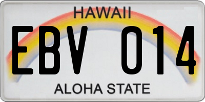 HI license plate EBV014