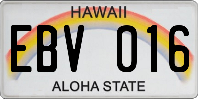 HI license plate EBV016