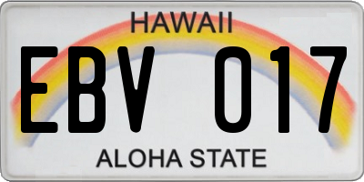 HI license plate EBV017