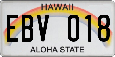 HI license plate EBV018