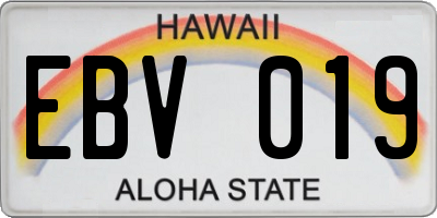 HI license plate EBV019